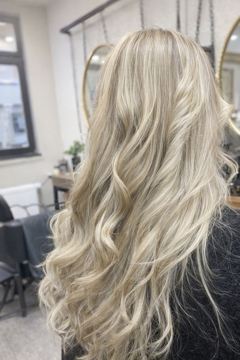 Beispiel Damenfrisur: blonde Wellen